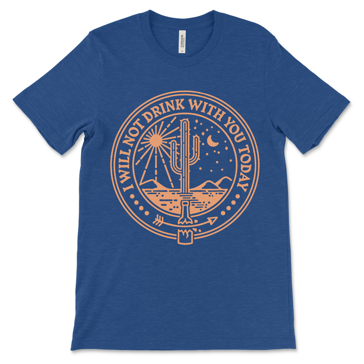 NA shirt with I Will Not Drink With You Today slogan, designed as sober apparel, recovery clothing, and a meaningful sobriety gift.