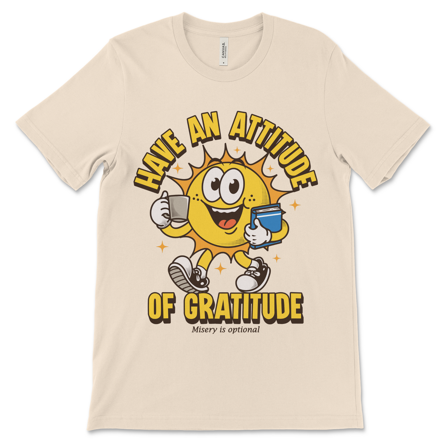 Funny AA shirt with coffee and Big Book artwork, NA recovery clothing and sobriety gift.