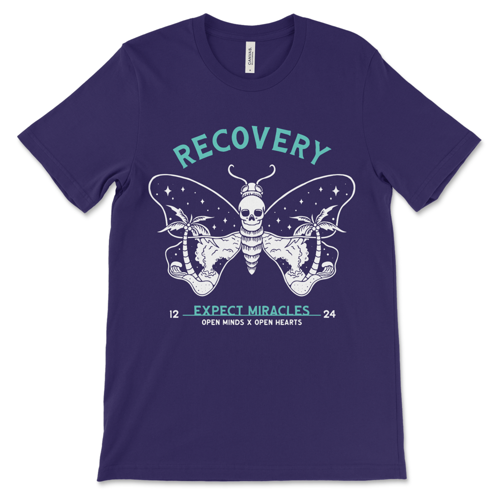 Expect Miracles recovery shirt, AA sobriety clothing and NA recovery shirt for sobriety.