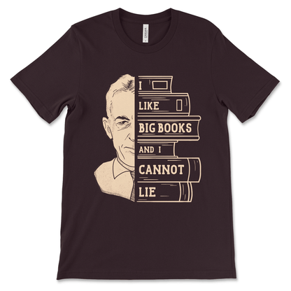 funny Bill Wilson T-shirt inspired by Bill W. with the Big Book joke “I Like Big Books and I Cannot Lie,” perfect as AA clothing and sober clean time celebrations.