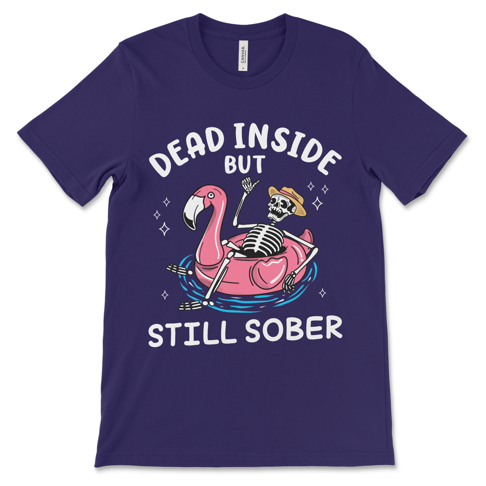 Dead Inside but Still Sober recovery shirt, dark humor sobriety apparel and AA clothing.
