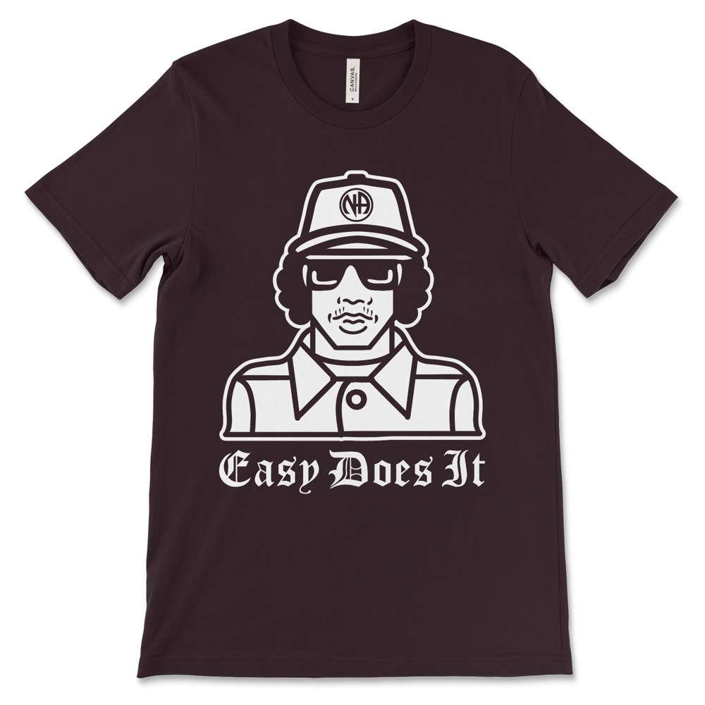 Easy Does It sobriety shirt with Eazy-E influence, funny AA and NA recovery gift for sober milestones
