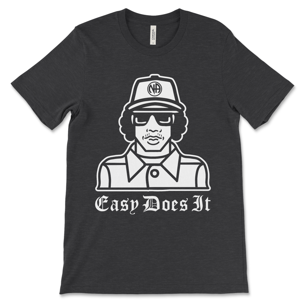 Narcotics Anonymous funny shirt featuring Easy Does It design, recovery apparel with humor and style
