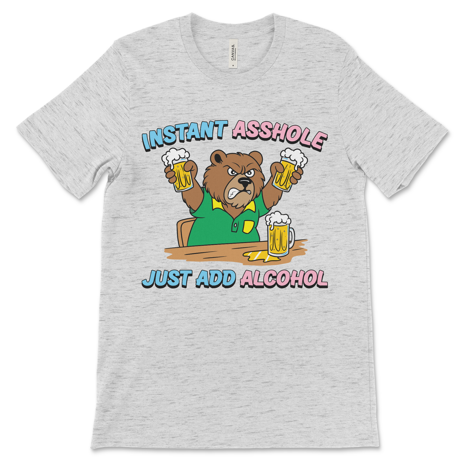 Funny Alcoholics Anonymous shirt featuring Instant Asshole Just Add Alcohol message
