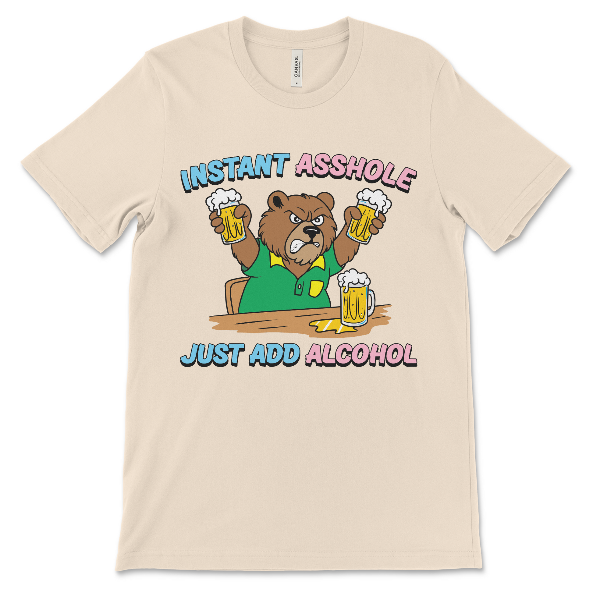 funny AA shirt with Instant Asshole Just Add Alcohol design, sobriety clothing for sober living
