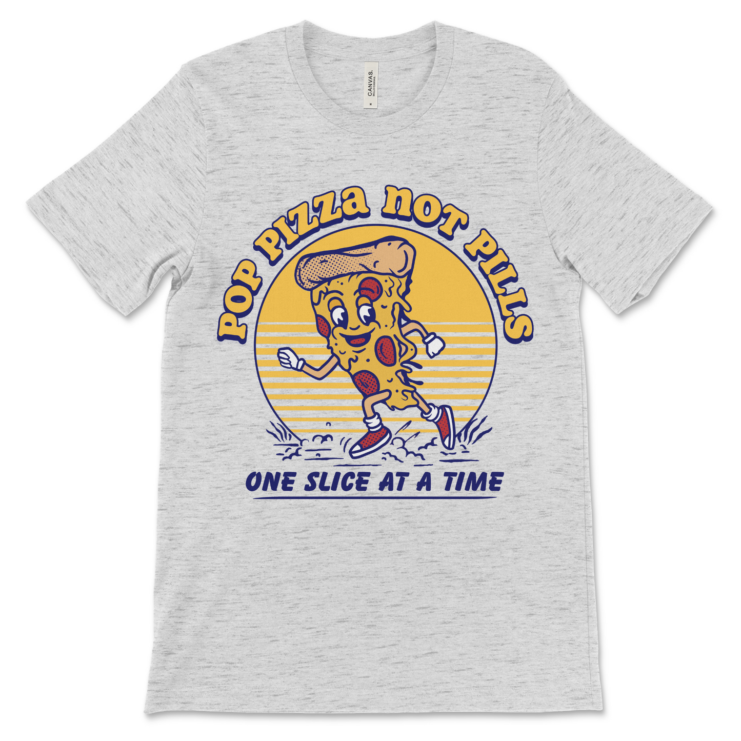 Funny recovery shirt with Pop Pizza Not Pills message, perfect sober gift for addiction recovery anniversaries
