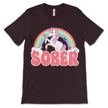 Sobriety shirt with lgbtq unicorn design, recovery clothing for AA meetings, NA meetings, and sober celebrations
