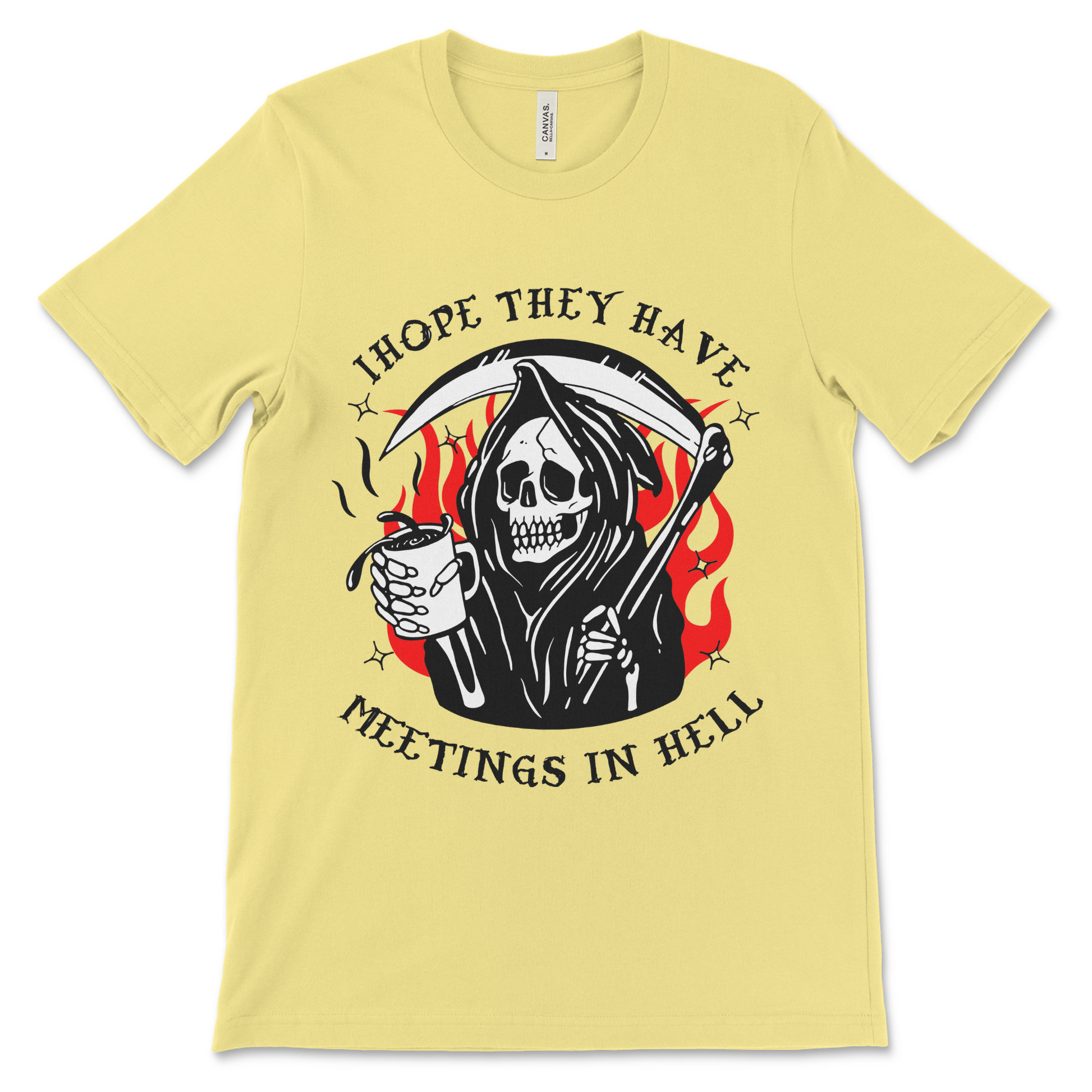 NA shirt featuring Hope They Have Meetings in Hell design, relatable recovery clothing for sponsors and sponsees
