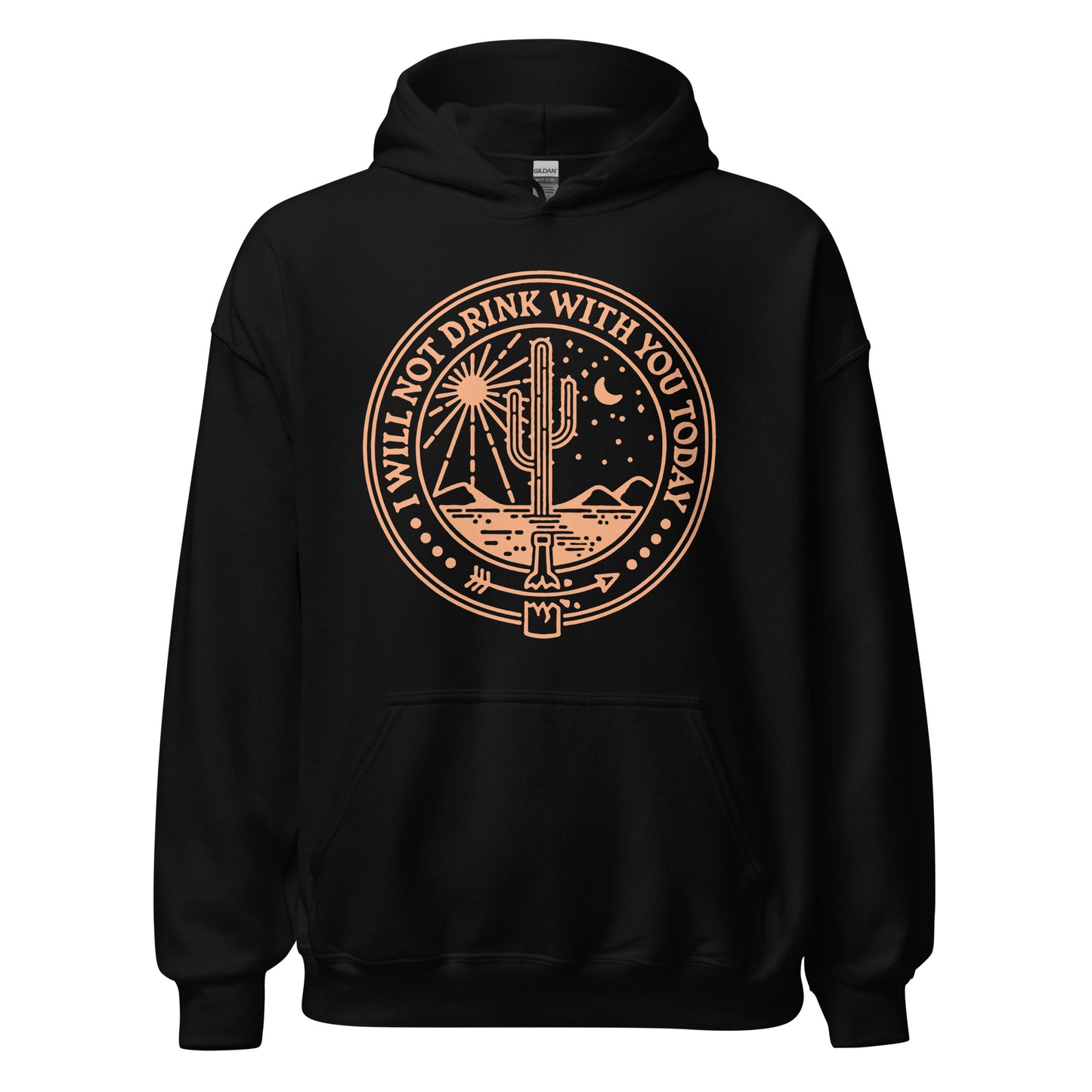 Sobriety hoodie with I Will Not Drink With You Today phrase, AA sweatshirt for 12-step meetings
