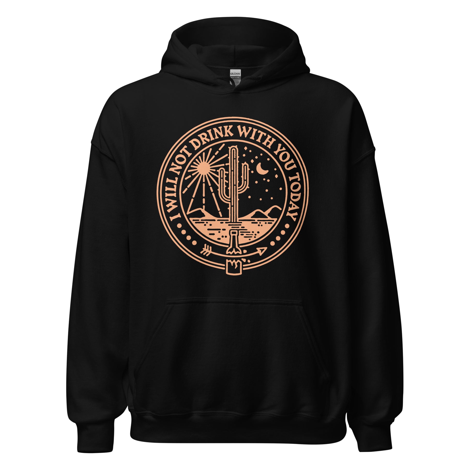 Sobriety hoodie with I Will Not Drink With You Today phrase, AA sweatshirt for 12-step meetings
