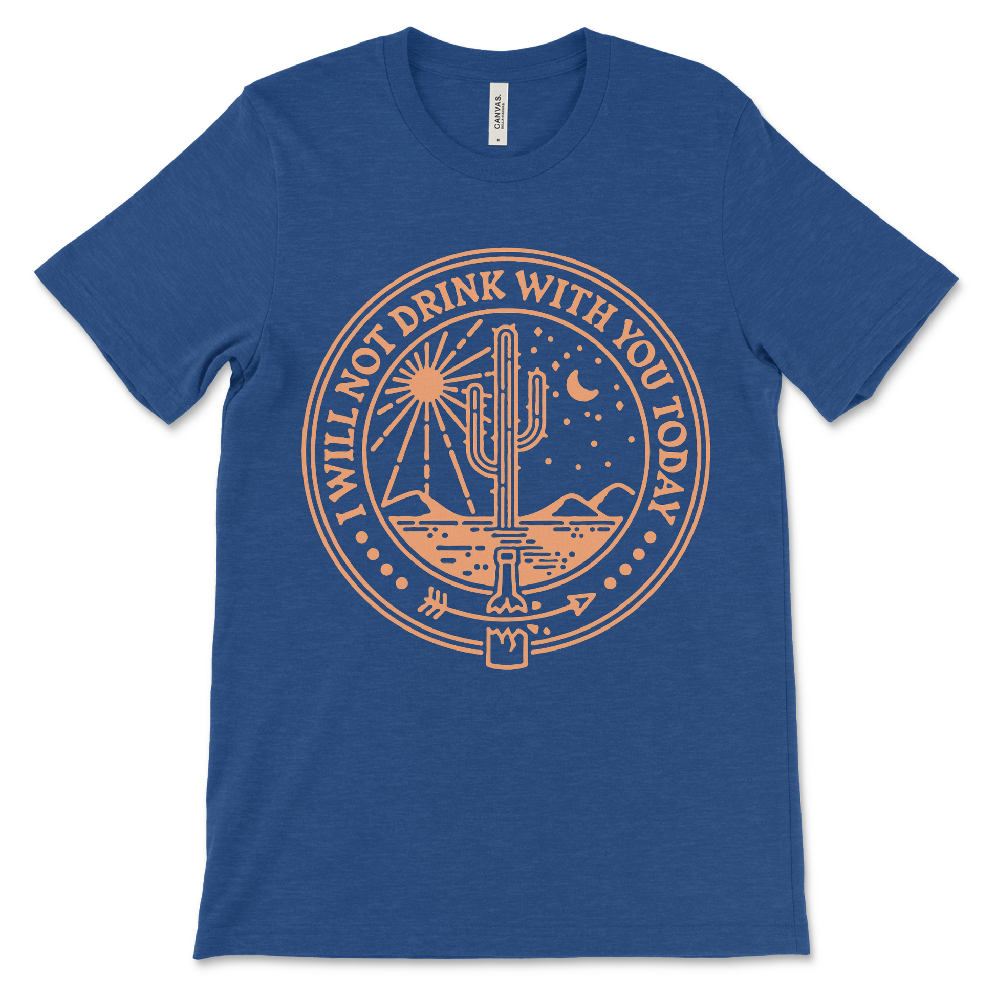 NA shirt with I Will Not Drink With You Today slogan, designed as sober apparel, recovery clothing, and a meaningful sobriety gift.