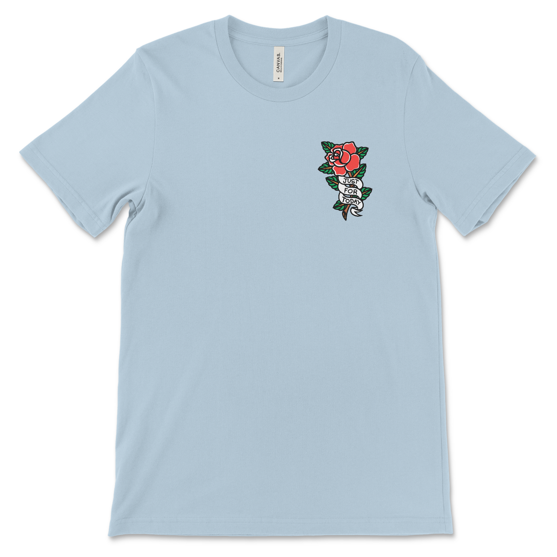 AA and NA recovery shirt with tattoo-inspired rose, sobriety clothing and sober gift.
