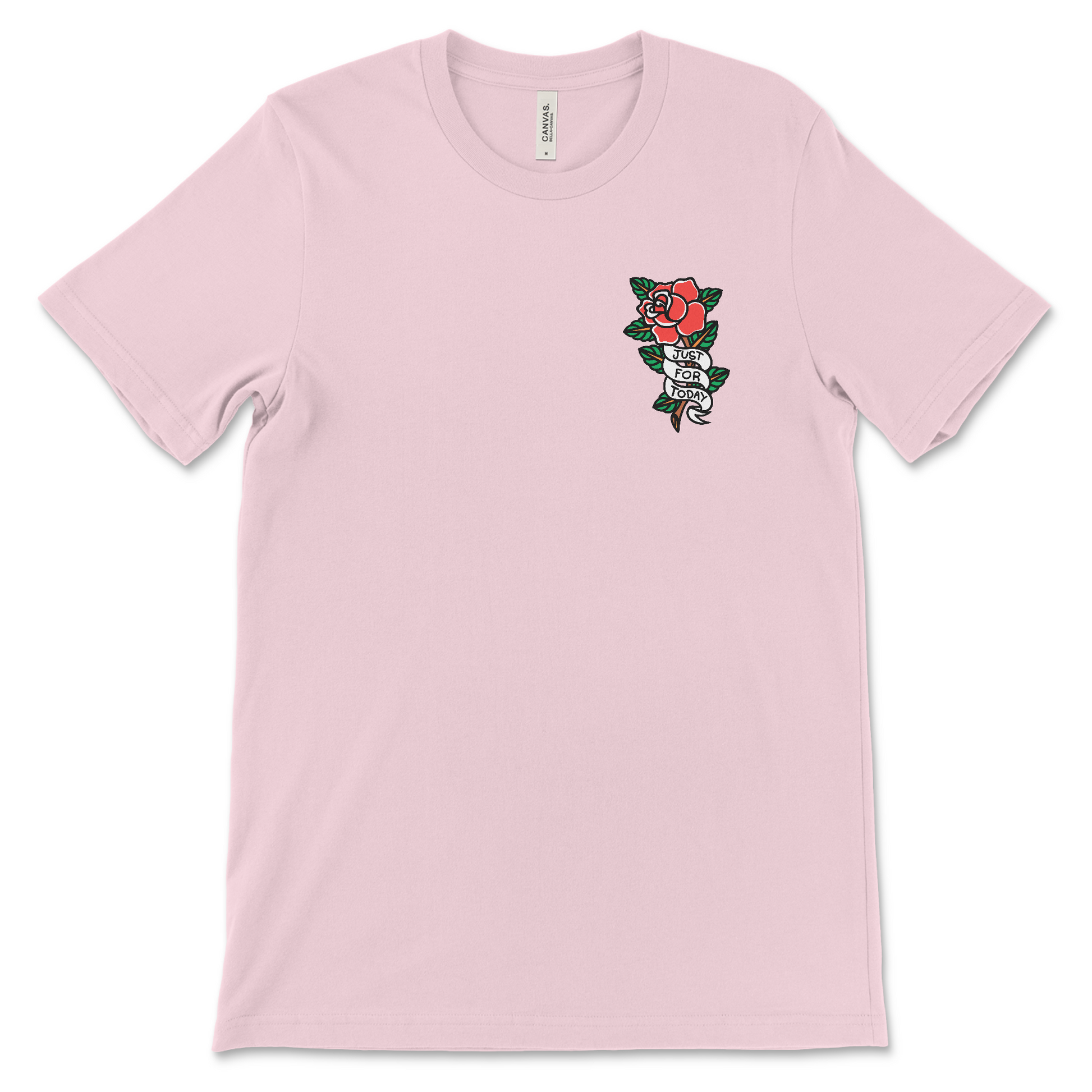 Sobriety shirt featuring Just for Today message, AA recovery apparel and NA gift idea.
