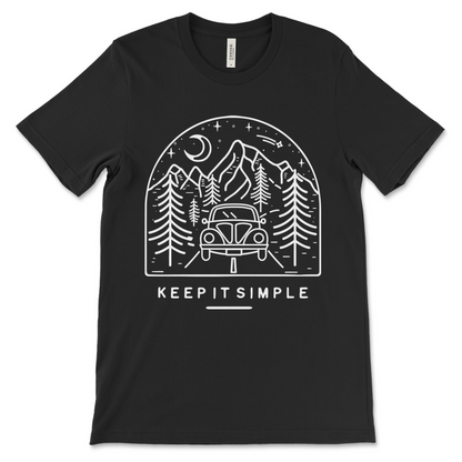 Addiction recovery shirt with Keep It Simple slogan, sobriety clothing and gift idea.
