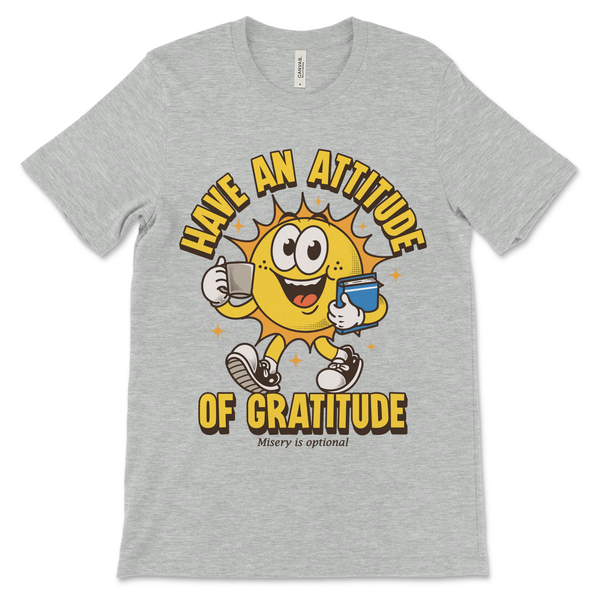 Sobriety shirt with Have an Attitude of Gratitude slogan, AA clothing and NA recovery apparel.