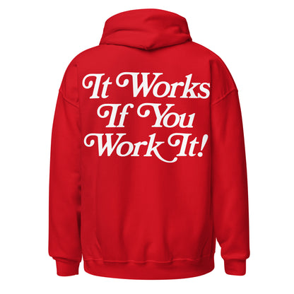 Sobriety gift idea, retro style It Works If You Work It Keep Coming Back hoodie for 12-step community