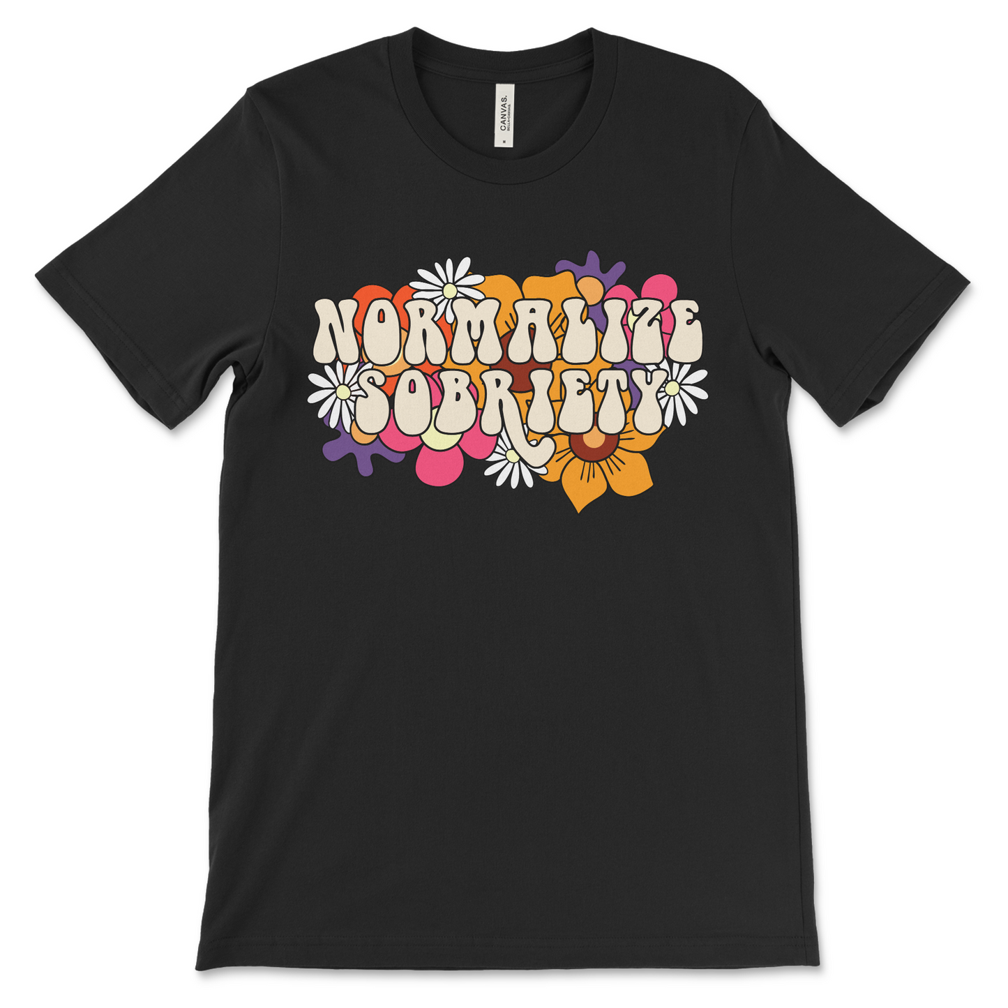 Powerful sobriety shirt with Normalize Sobriety slogan, recovery apparel for clean time anniversaries and meetings
