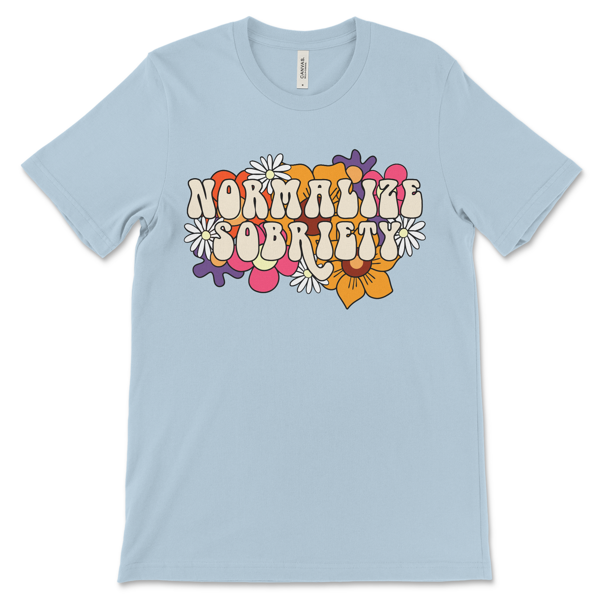 Retro-inspired Normalize Sobriety t-shirt, sober gift idea for recovery anniversaries and 12-step program members
