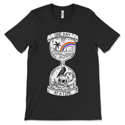 One Day at a Time recovery shirt, AA shirt and NA shirt with classic 12-step sobriety message

