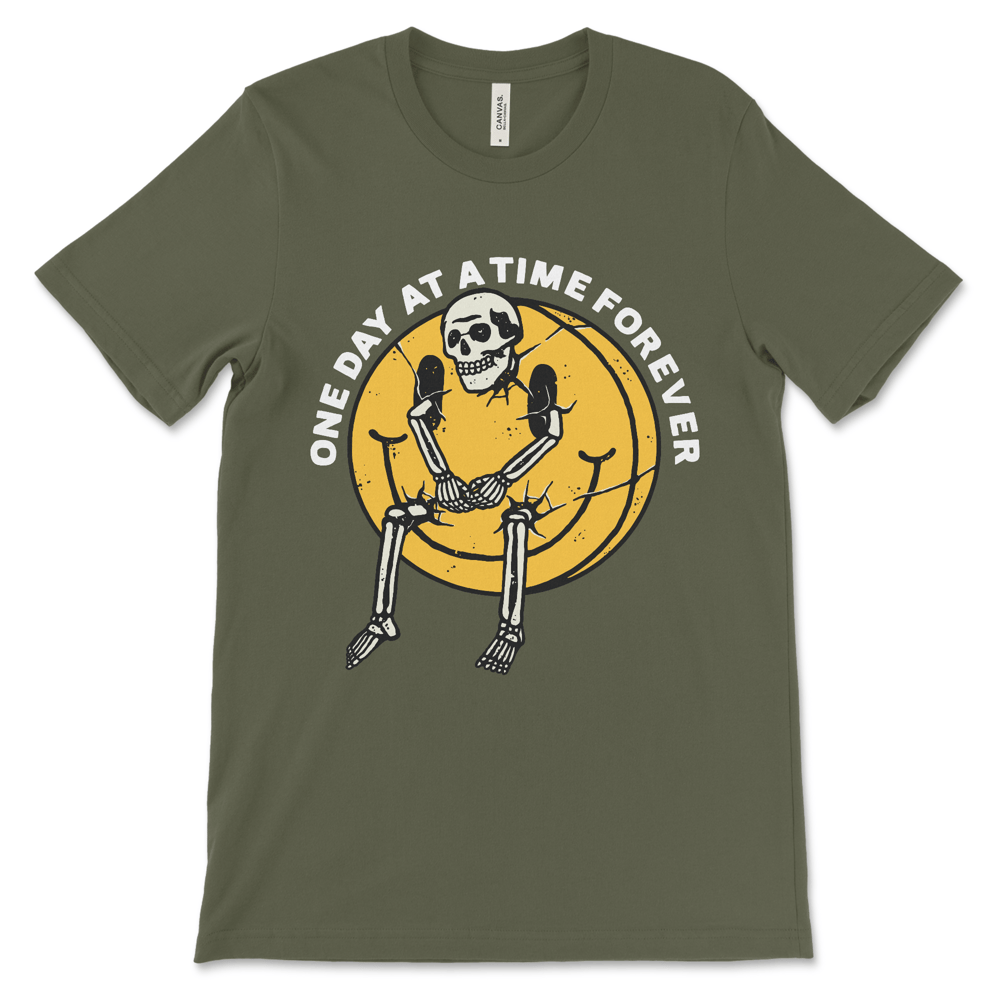 NA shirt with funny One Day at a Time Forever design, recovery clothing for sobriety milestones and Narcotics Anonymous meetings
