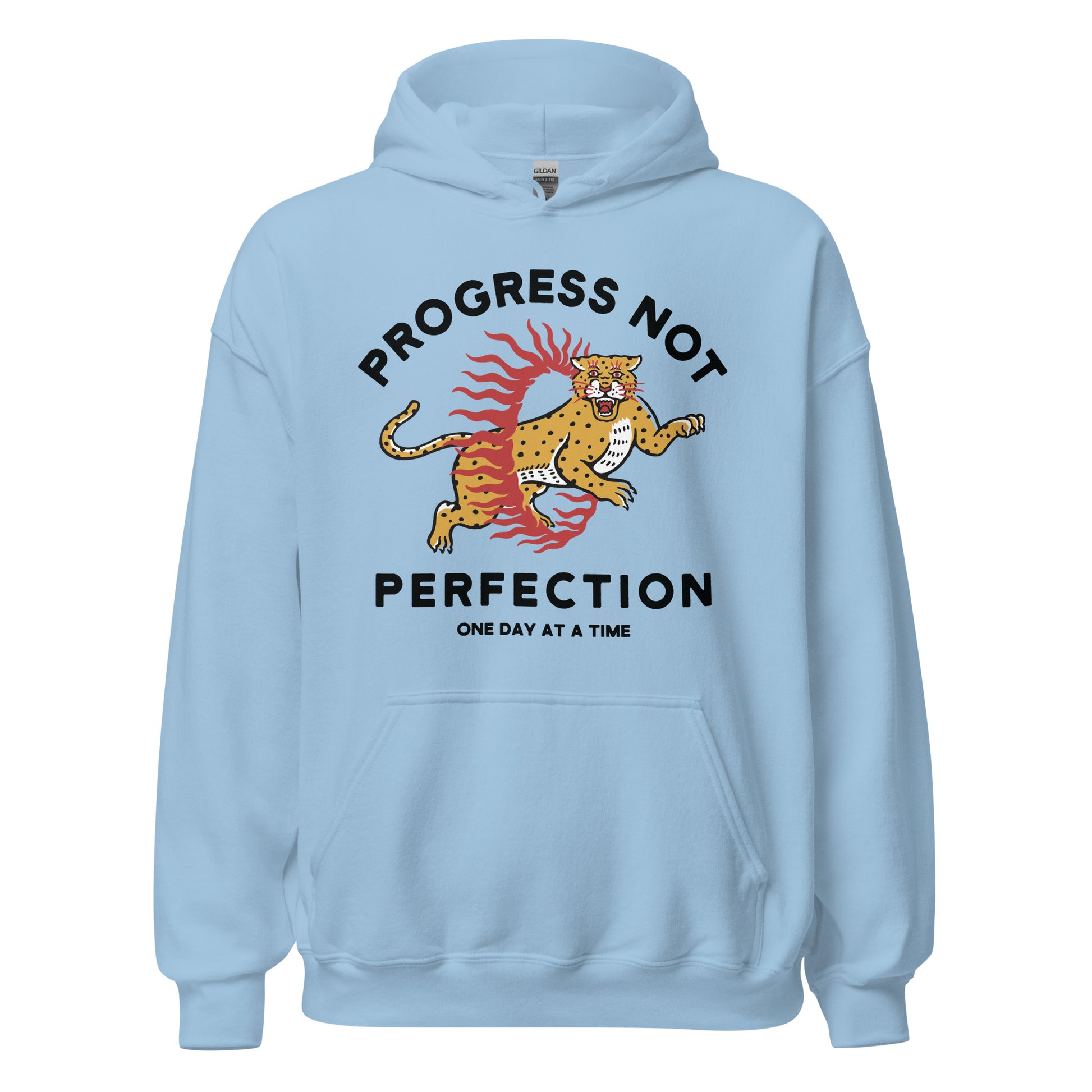 NA hoodie featuring Progress Not Perfection slogan, sobriety sweatshirt for recovery groups
