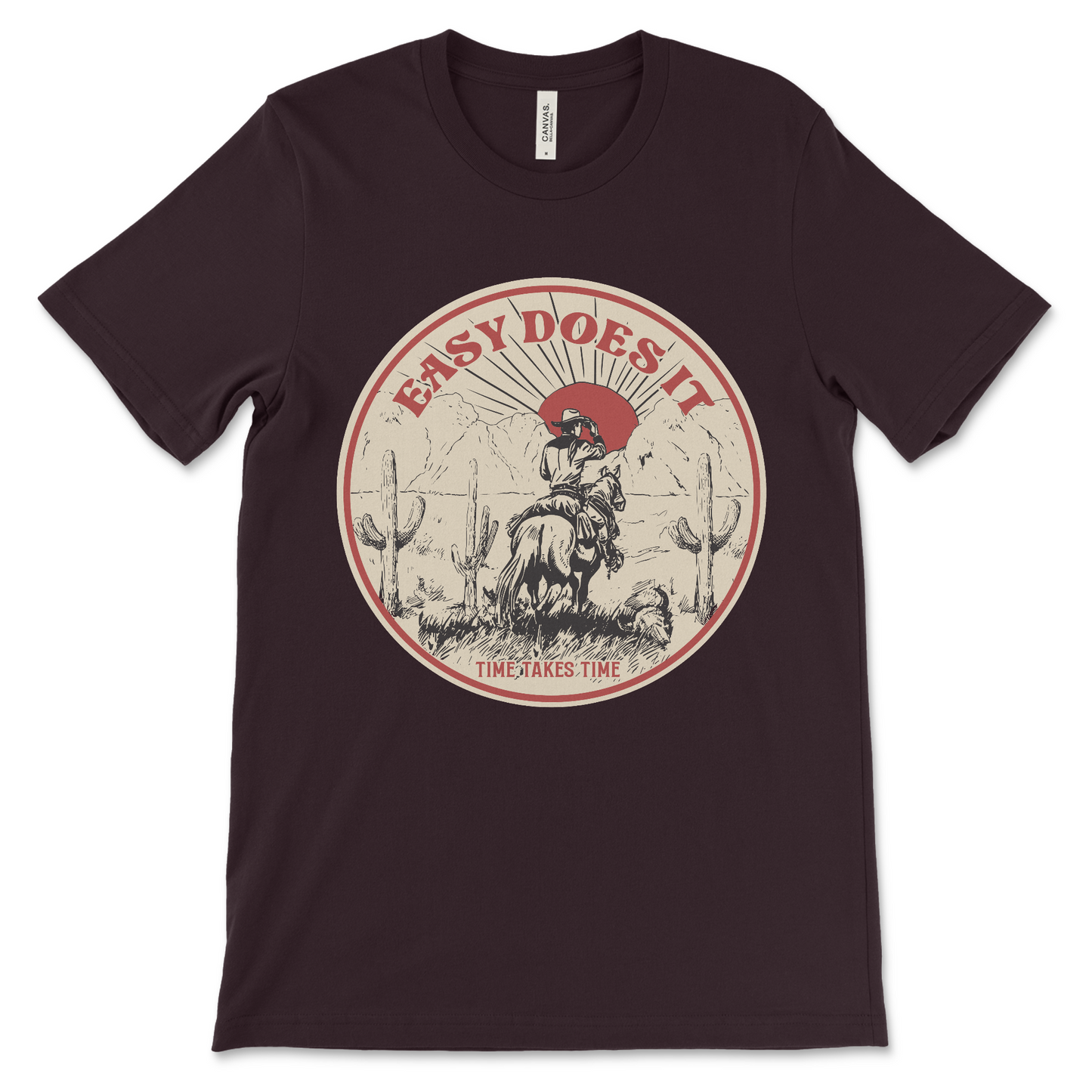 Easy Does It sobriety t-shirt, recovery gift idea for 12-step members celebrating clean time milestones

