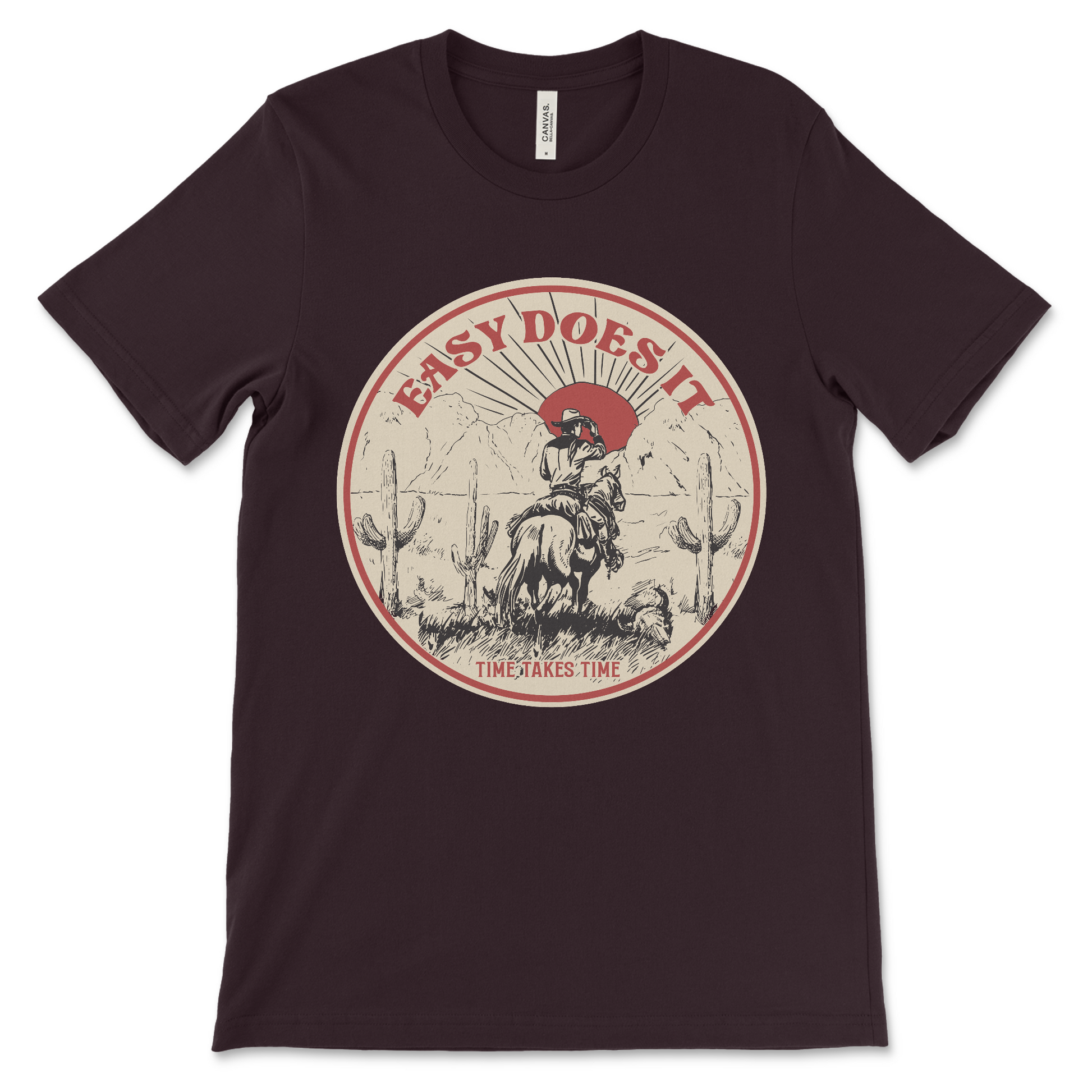 Easy Does It sobriety t-shirt, recovery gift idea for 12-step members celebrating clean time milestones
