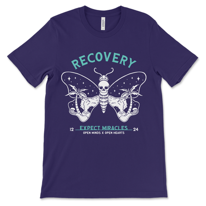 Expect Miracles recovery shirt, AA sobriety clothing and NA recovery shirt for sobriety.
