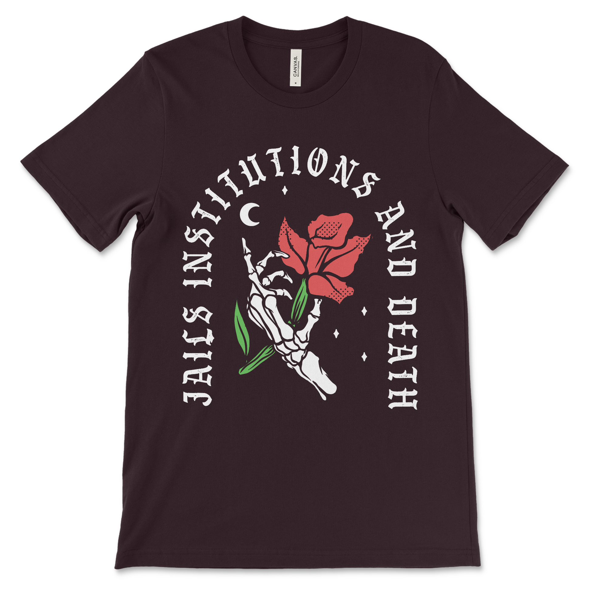 AA shirt with Jails Institutions and Death phrase, recovery clothing for Alcoholics Anonymous members
