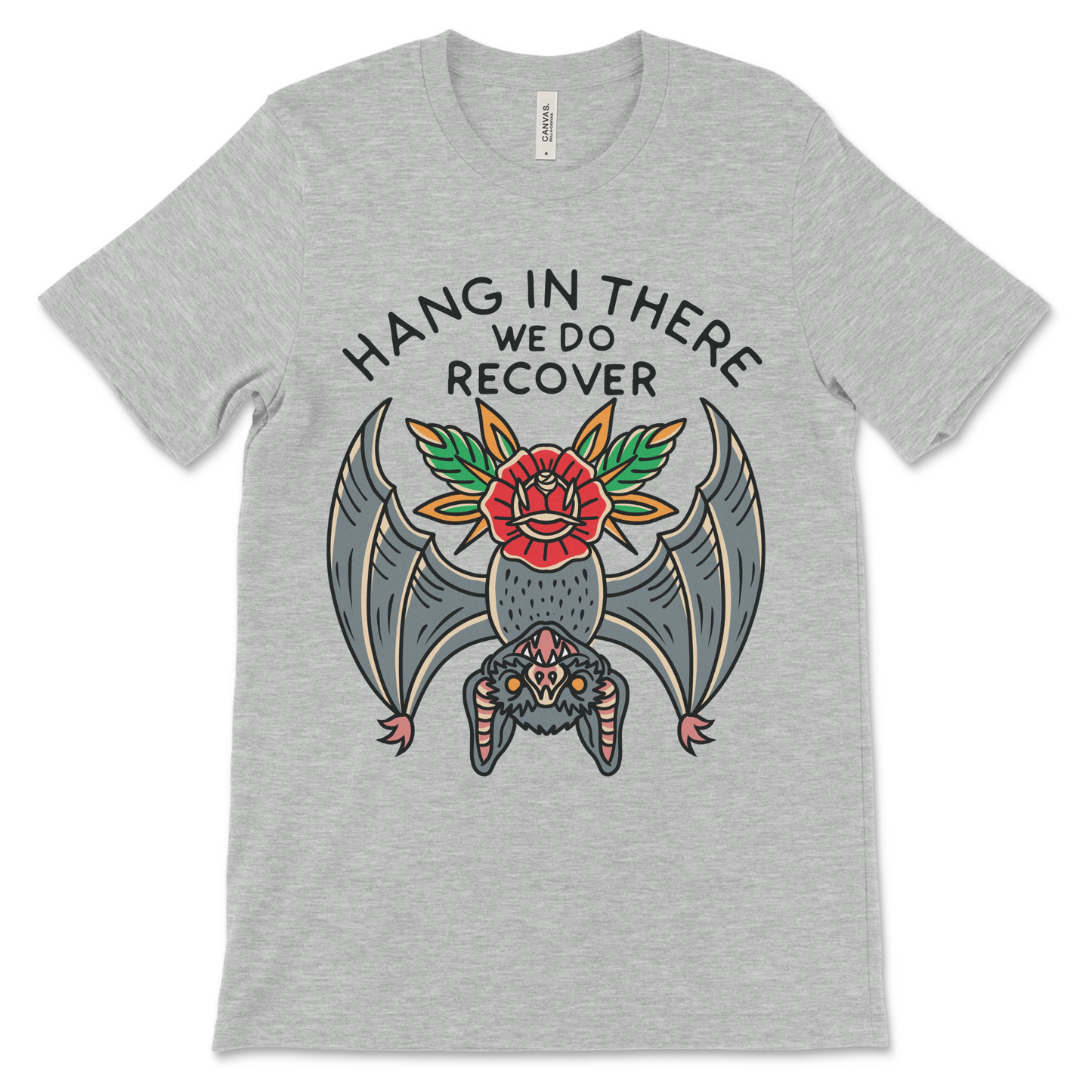 Recovery shirt with Hang in There We Do Recover slogan, AA shirt and NA sobriety gift.
