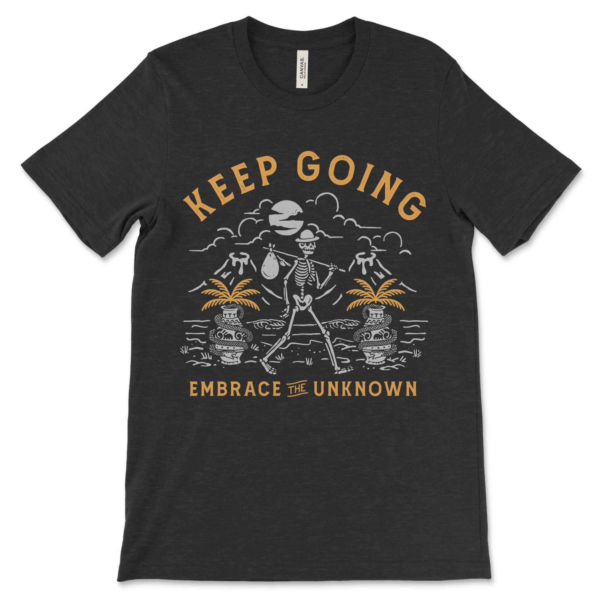 Sobriety shirt with Keep Going Embrace the Unknown design, recovery clothing for Alcoholics Anonymous meetings
