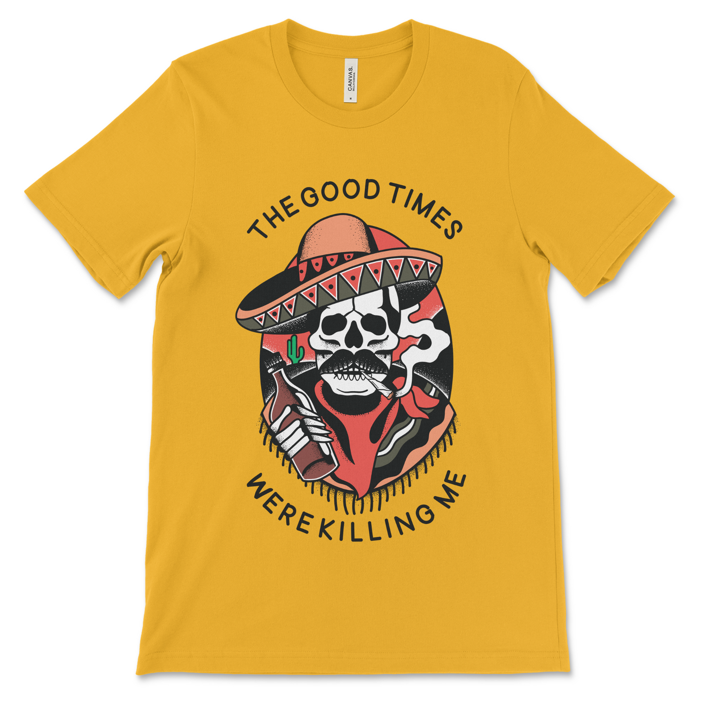 Sobriety shirt with The Good Times Were Killing Me design, AA apparel and NA recovery clothing.
