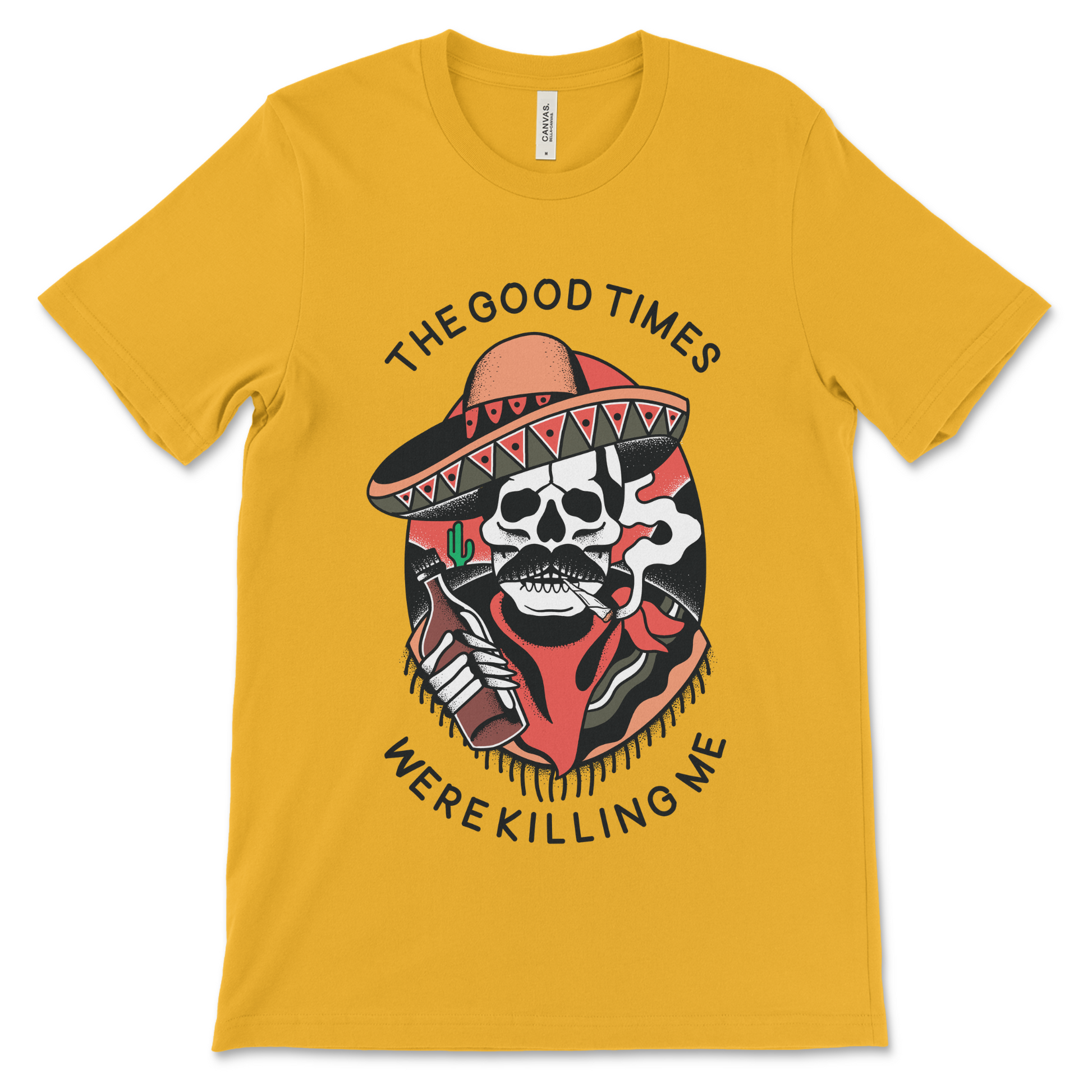Sobriety shirt with The Good Times Were Killing Me design, AA apparel and NA recovery clothing.

