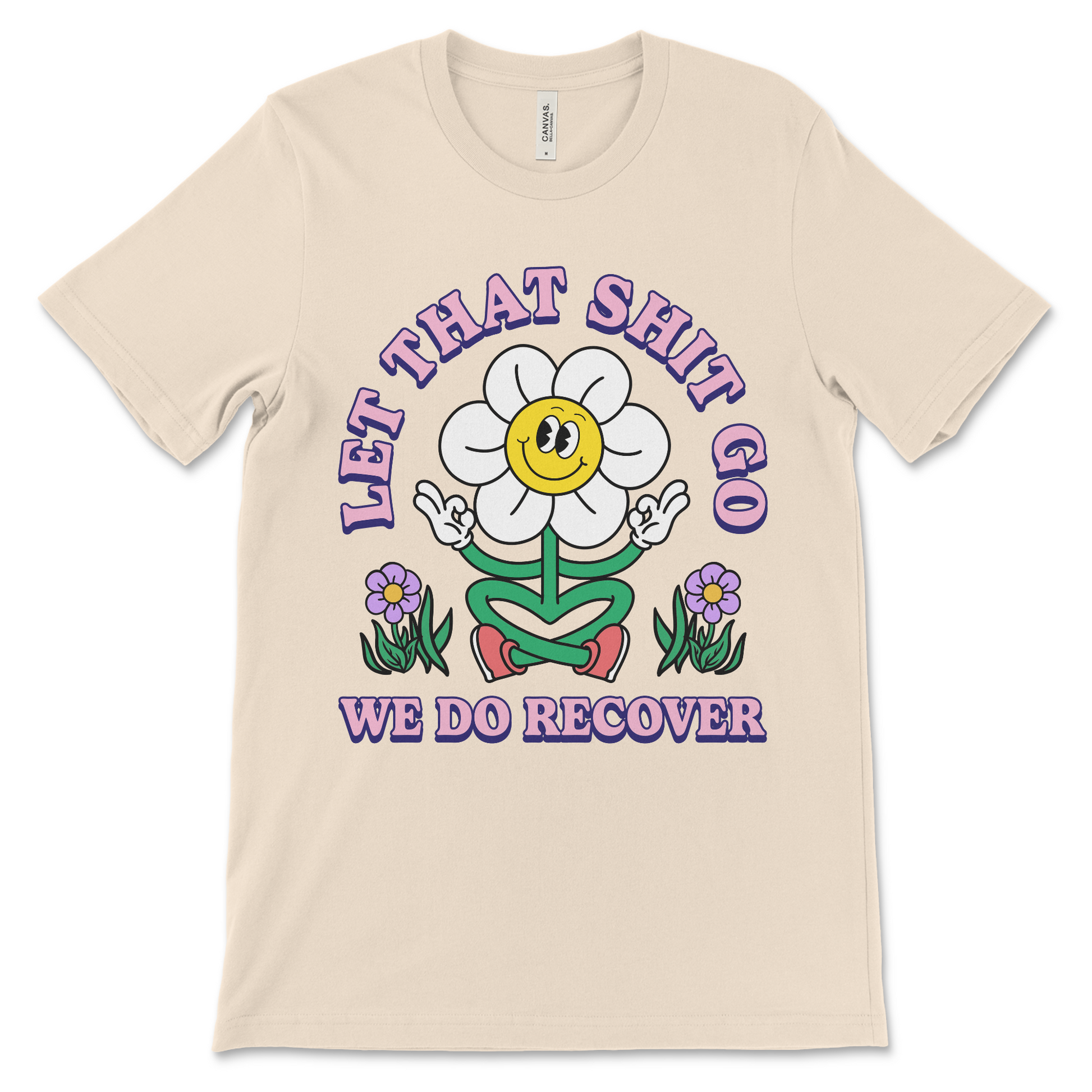 Recovery shirt with Let That Shit Go We Do Recover slogan, AA apparel and NA gift idea.
