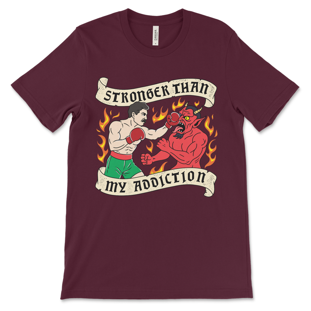 Recovery clothing shirt showing strength in sobriety, sober apparel gift idea