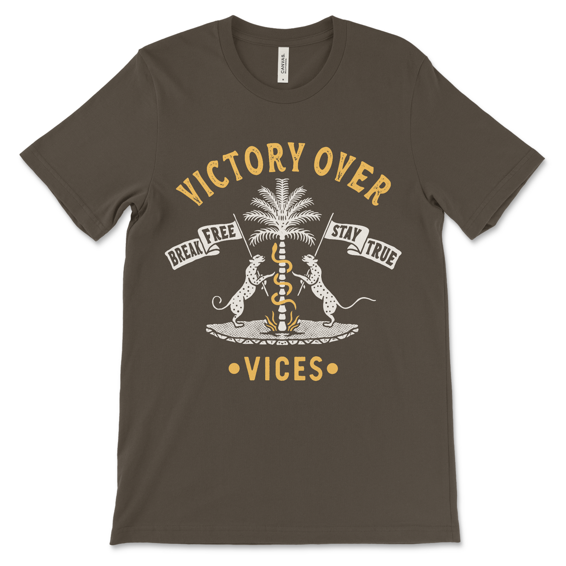 AA and NA recovery shirt with Victory Over Vices message, addiction recovery apparel for stepwork
