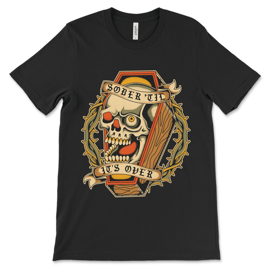Recovery shirt with skull artwork, AA shirt NA shirt sober apparel