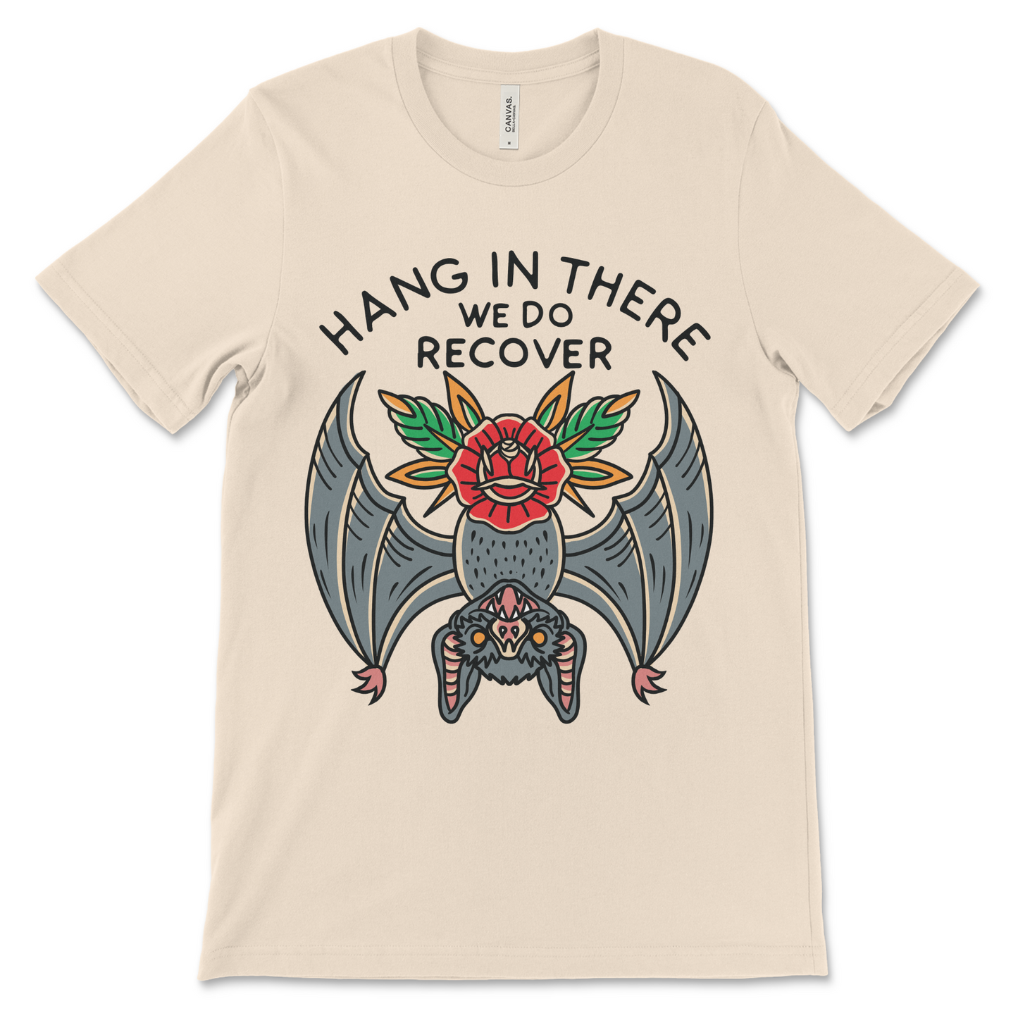 AA and NA recovery shirt with tattoo style design, sobriety clothing and sober gift idea.
