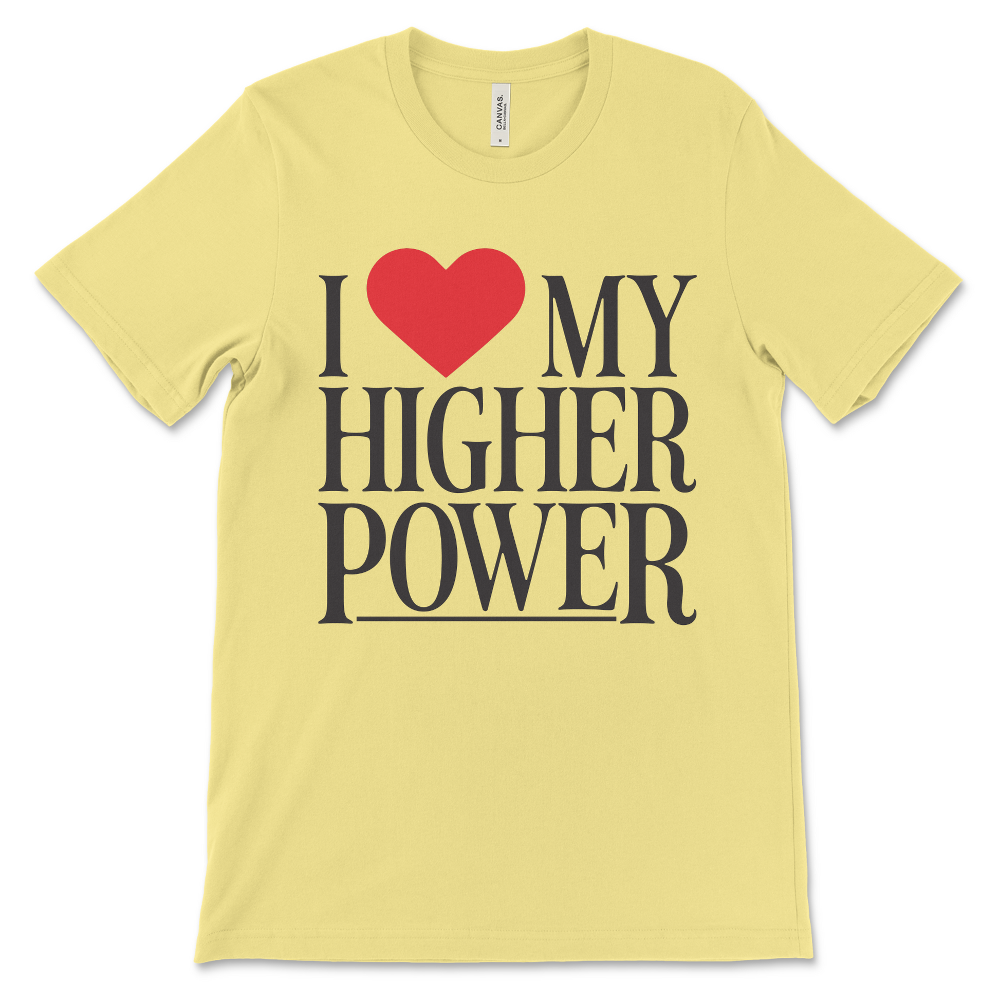 I Love My Higher Power sobriety tee, NA shirt for 12-step meetings and connecting with a Higher Power
