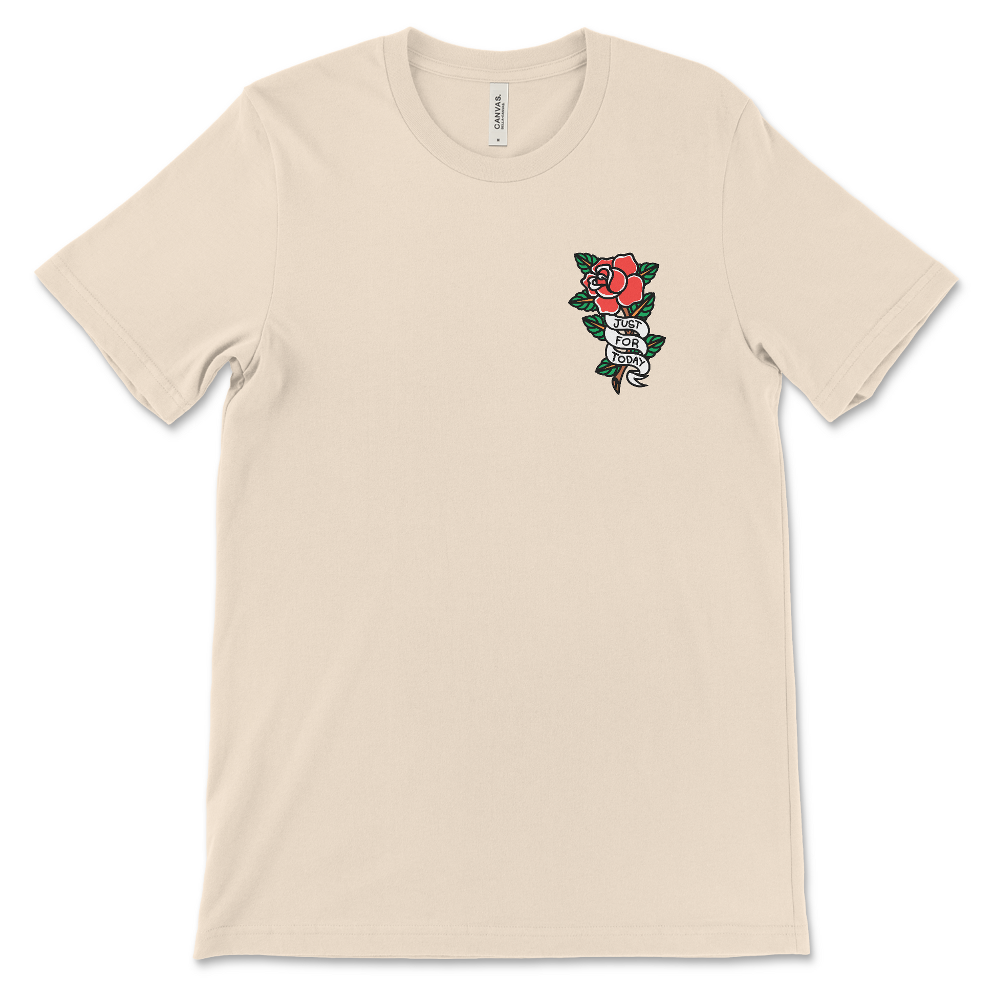 Recovery shirt with Just for Today slogan, AA clothing and NA sobriety gift.
