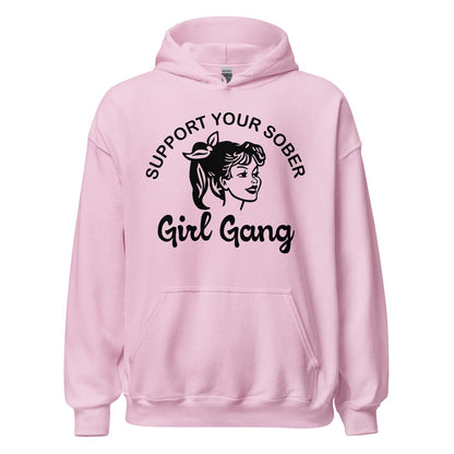 Recovery hoodie for women with supportive sober girl gang design